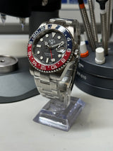 Seiko MOD - N.A Classic GMT cadran Carbon PIECE UNIQUE - Black Carbon Pepsi