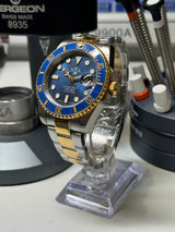 Seiko MOD - N.A Classic Diver Céramique BLEU BI-TON or Jaune/Acier