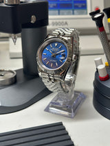 Seiko MOD - Datejust 36/40mm Acier Cadran Cannelé Nie d'abeilles BLEU