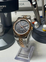 Seiko MOD - N.A Classic Date 36/40mm Acier Cadran Arabic NOIR ONYX / BI-TON Or rose/Acier