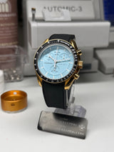 OMEGA X SWATCH / MOONSWATCH CUSTOM - "ALCARAZ" Pièce Unique boitier V2 plaquage or 18K