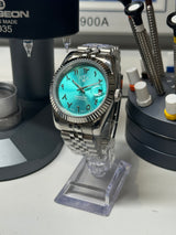 Seiko MOD - Datejust 36/40mm Acier Arabic DIAL BLEU TIFFANY soleillé