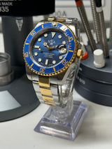 Seiko MOD - N.A Classic Diver Céramique BLEU BI-TON or Jaune/Acier