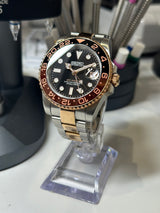Seiko MOD - GMT Céramique Or rose/acier Bi ton "ROOTBEER"