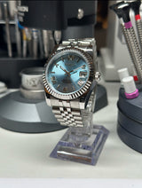 Seiko MOD - Datejust 36/40mm Acier Cadran ROMAIN ICE BLUE