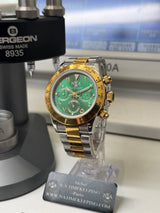 N.A - Chronographe Racing Lunette OR cadran NOIR - BI TON PVD OR/ACIER Cadran Vert Arabic