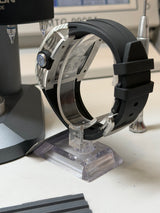TX-01 /  TOURBILLON VOLANT - Lunette Carbon Blanc Boitier Acier 316L Cadran Noir Onyx /Bracelet  Noir Onyx