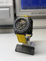 APEX - BOITIER CARBON FORGÉ R-01.YLW/GA "STINGER" Chronographe SQUELETTE Automatique * PIECE UNIQUE *