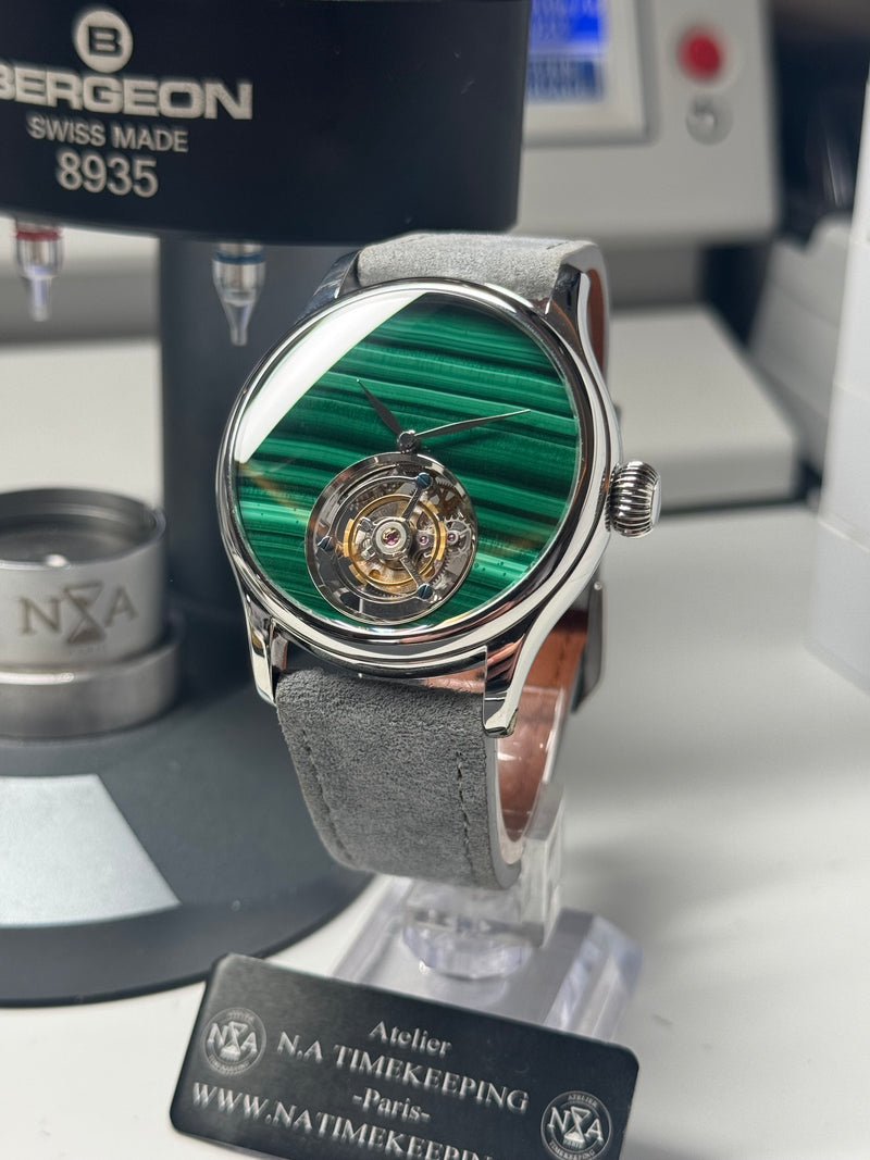 Tourbillon Minéral - pièce unique - cadran MALACHITE