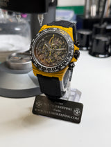 APEX - BOITIER CARBON FORGÉ R-03.YLW/GA "BUMBLEBEE" Chronographe SQUELETTE Automatique * PIECE UNIQUE *