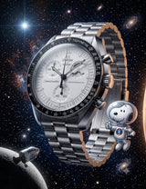 OMEGA X SWATCH / MOONSWATCH CUSTOM - "Snoopy White  V2" Lunette Noir , boitier V2/braclet V2