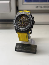 APEX - BOITIER CARBON FORGÉ R-01.YLW/GA "STINGER" Chronographe SQUELETTE Automatique * PIECE UNIQUE *