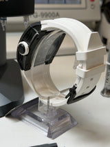 TX-01 / - TOURBILLON VOLANT - Boitier Noir Lunette CARBON Noir Cadran Blanc/Bracelet Blanc