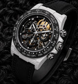APEX - BOITIER CARBON FORGÉ R-02.BLK/GA "ALPINA" Chronographe SQUELETTE Automatique * PIECE UNIQUE *
