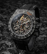 APEX - BOITIER CARBON FORGÉ R-01.OG/GA "NOCTIS" Chronographe SQUELETTE Automatique * PIECE UNIQUE *