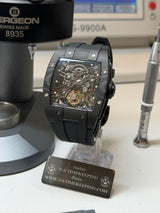 TX-01 / - TOURBILLON VOLANT - Boitier Noir Lunette CARBON Noir 316L Cadran Noir/Bracelet Noir