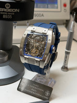 TX-01 /  TOURBILLON VOLANT - Boitier Acier 316L Cadran Bleu Azure/Bracelet Bleu Azure