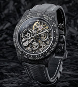 APEX - BOITIER CARBON FORGÉ R-01.BLK/GA "GREYFALL" Chronographe SQUELETTE Automatique * PIECE UNIQUE *