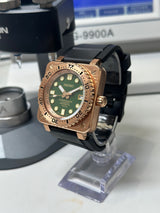 MSeiko MOD -  Square  DIVER 42.5mm PVD BRONZE Manufacture Cadran vert