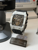 TX-01 /  TOURBILLON VOLANT - Lunette Carbon Blanc Boitier Acier 316L Cadran Noir Onyx /Bracelet  Noir Onyx