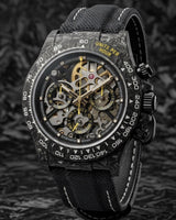 APEX - BOITIER CARBON FORGÉ R-01.YLW/GA "SLUG" Chronographe SQUELETTE Automatique * PIECE UNIQUE *
