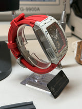 TX-01 /  TOURBILLON VOLANT - Lunette Carbon Blanc Boitier Acier 316L Cadran Rouge Carmin /Bracelet Rouge Carmin