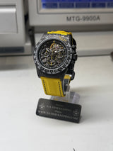 APEX - BOITIER CARBON FORGÉ R-01.YLW/GA "STINGER" Chronographe SQUELETTE Automatique * PIECE UNIQUE *