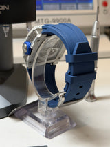 TX-01 /  TOURBILLON VOLANT - Lunette Carbon Blanc Boitier Acier 316L Cadran Bleu Azure /Bracelet  Bleu Azure