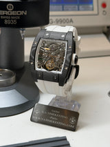 TX-01 / - TOURBILLON VOLANT - Boitier Noir Lunette CARBON Noir Cadran Blanc/Bracelet Blanc