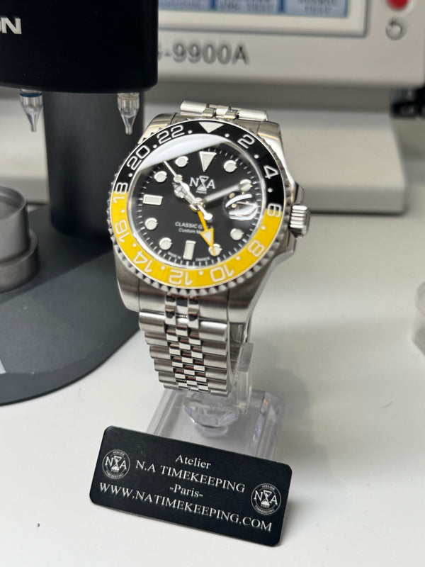 Seiko MOD - N.A Classic GMT Céramique Noir/Jaune BUMBLEBEE