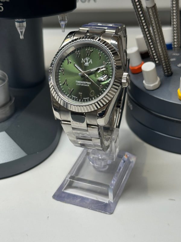 Seiko MOD - N.A Classic Date 36/40mm Acier Cadran Arabic OLIVE VERT