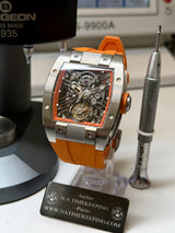 TX-01 /  TOURBILLON VOLANT - Boitier Acier 316L Cadran Orange/Bracelet Orange Flare