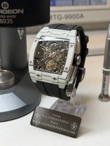 TX-01 /  TOURBILLON VOLANT - Lunette Carbon Blanc Boitier Acier 316L Cadran Noir Onyx /Bracelet  Noir Onyx