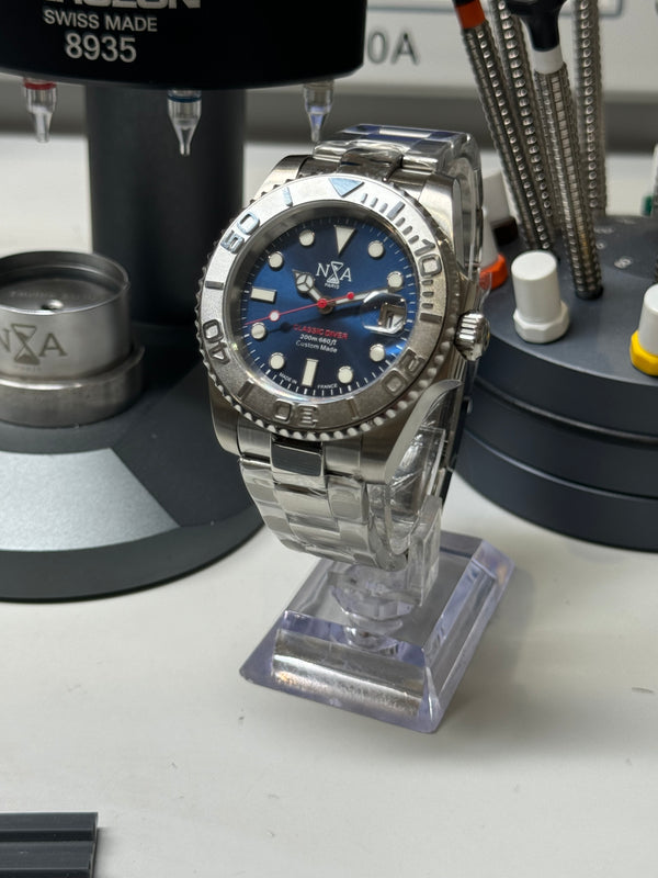 (Copy) Seiko MOD - N.A Classic Diver STEEL cadran BLEU Petrol Trotteuse Rouge