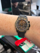 APEX - BOITIER CARBON FORGÉ R-01B.BLKG/GA "IMPERIUM" Chronographe SQUELETTE Automatique * PIECE UNIQUE *