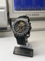 APEX - BOITIER CARBON FORGÉ R-01.YLW/GA "SLUG" Chronographe SQUELETTE Automatique * PIECE UNIQUE *