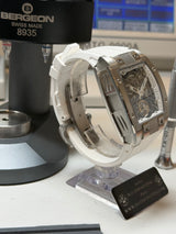 TX-01 /  TOURBILLON VOLANT - Boitier Acier 316L Cadran Blanc Snow/Bracelet Blanc Snow