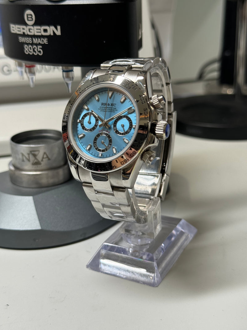 Seiko MOD - Daytona Lunette acier cadran ice blue Bracelet Acier