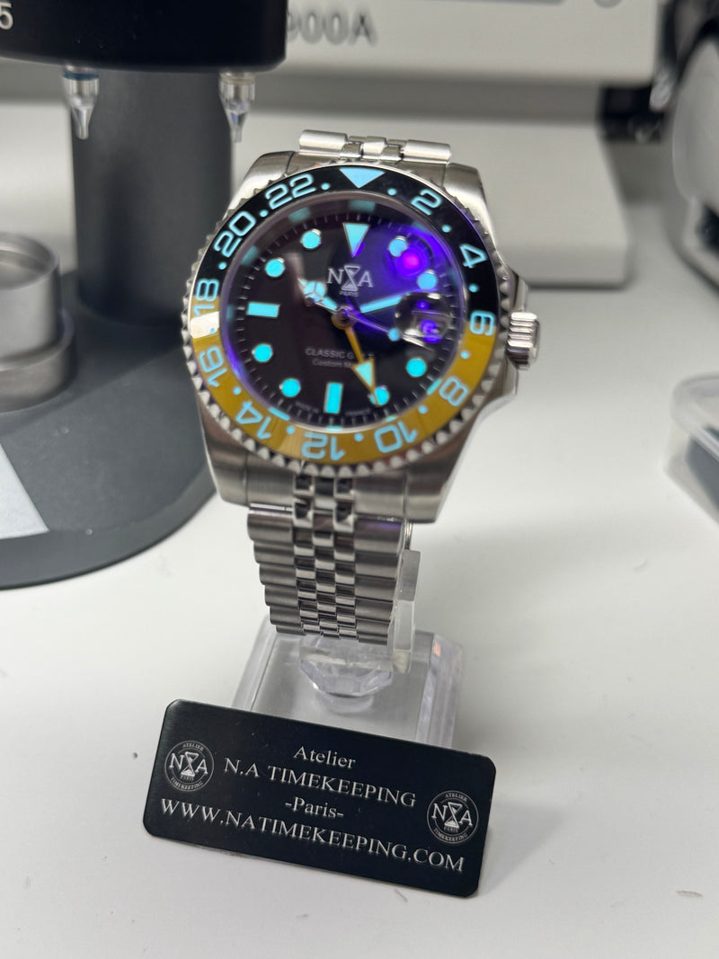 Seiko MOD - N.A Classic GMT Céramique Noir/Jaune BUMBLEBEE