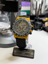 APEX - BOITIER CARBON FORGÉ R-03.YLW/GA "BUMBLEBEE" Chronographe SQUELETTE Automatique * PIECE UNIQUE *