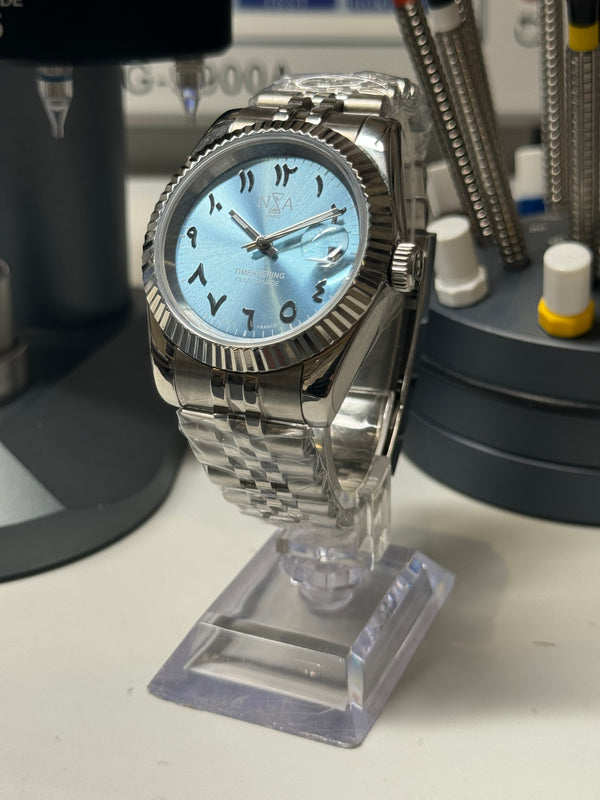 Seiko MOD - N.A Classic Date 36/40mm Acier Cadran Arabic ICE BLUE