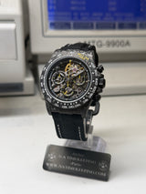 APEX - BOITIER CARBON FORGÉ R-01.YLW/GA "SLUG" Chronographe SQUELETTE Automatique * PIECE UNIQUE *