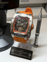 TX-01 /  TOURBILLON VOLANT - Boitier Acier 316L Cadran Orange/Bracelet Orange Flare