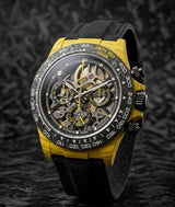 APEX - BOITIER CARBON FORGÉ R-03.YLW/GA "BUMBLEBEE" Chronographe SQUELETTE Automatique * PIECE UNIQUE *