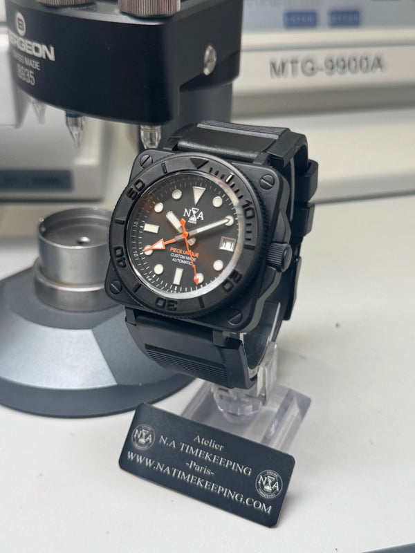 Seiko MOD -N.A  Square DIVER 42.5mm Full black G.M.T