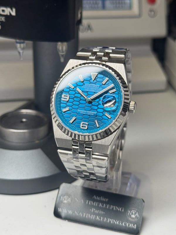 Seiko Mod - Land Dweller Pièce Unique 40mm cadran gauffré Bleu Pétrole